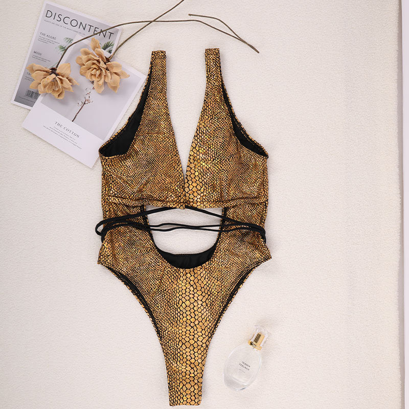 Eleganter Strappy Badeanzug für Strand & Pool