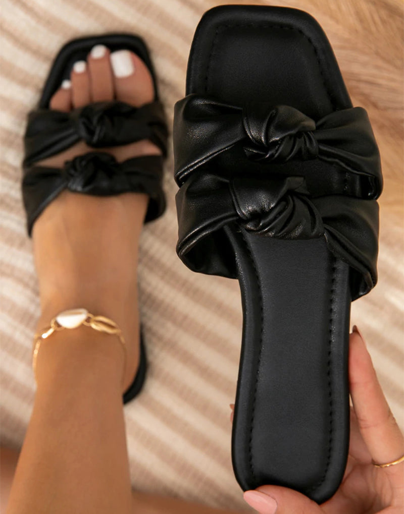 Stilvolle Double Bow Sommer-Sandalen für Gartenpartys