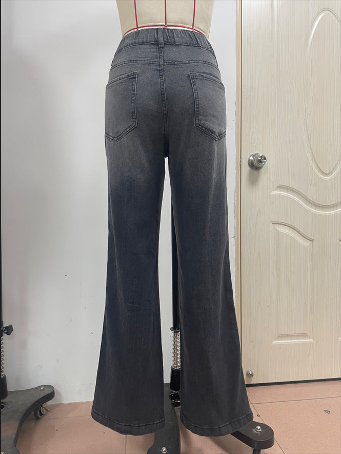 Frühlingshafte Damen-Jeans mit weitem Bein für Alltagslooks