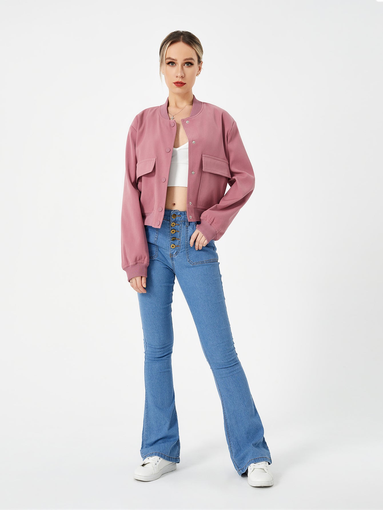 Leichte Cropped Bomberjacke für Frühlings-Styles