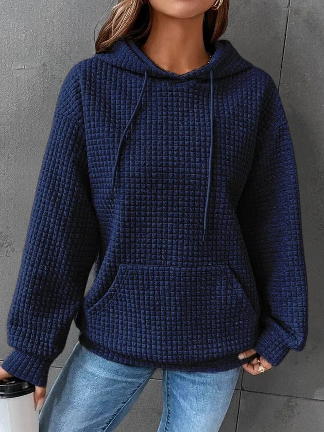 Lässiger Waffle-Hoodie Damen Perfekt für Frühling und Alltag