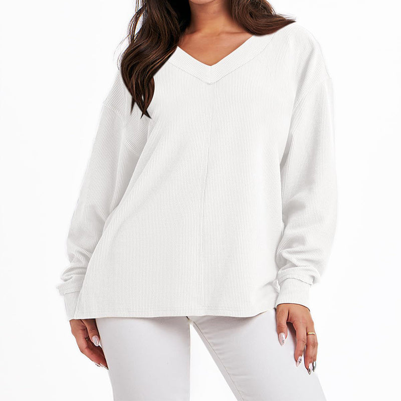 Lässiger V-Ausschnitt Pullover für Frühling & Winter