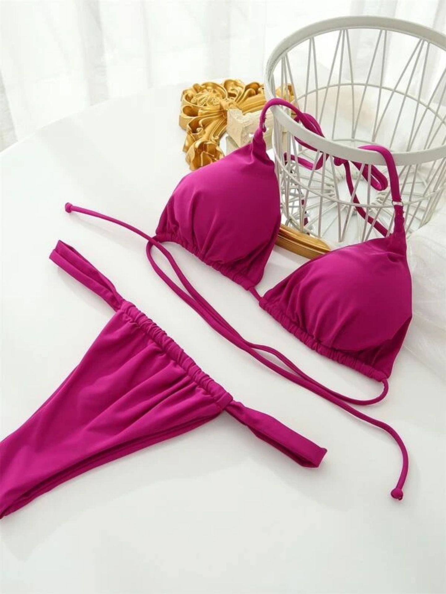 Spaghetti-Träger Bikini Set für Strand und Pool Spaß
