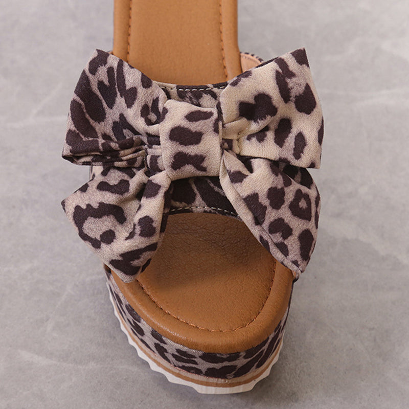 Leoparden Print Wedge Slippers Sommer Chic Damen