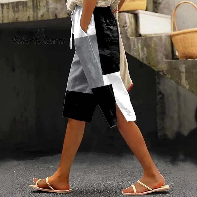 Chic Color Block Hose mit Kordelzug und Taschen - Frühlingsmode mit Komfort