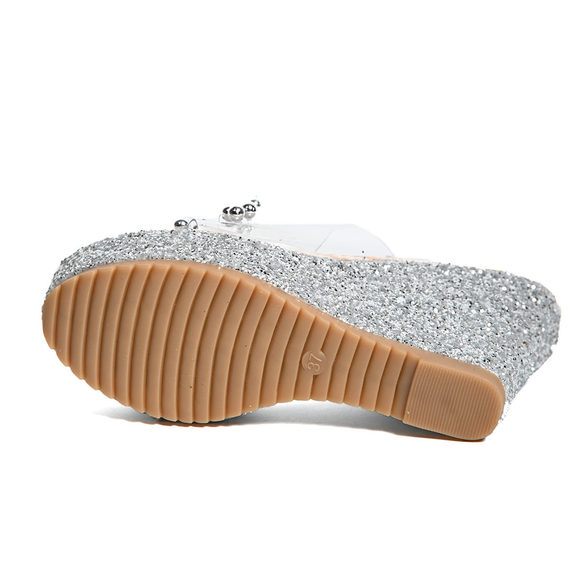 Glitzernde Plateau Sandalen mit Blumen für Frühling & Sommer