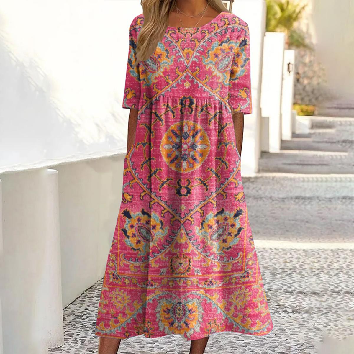 Frühlingshaftes Pink A-Linien Midi-Kleid für jeden Anlass