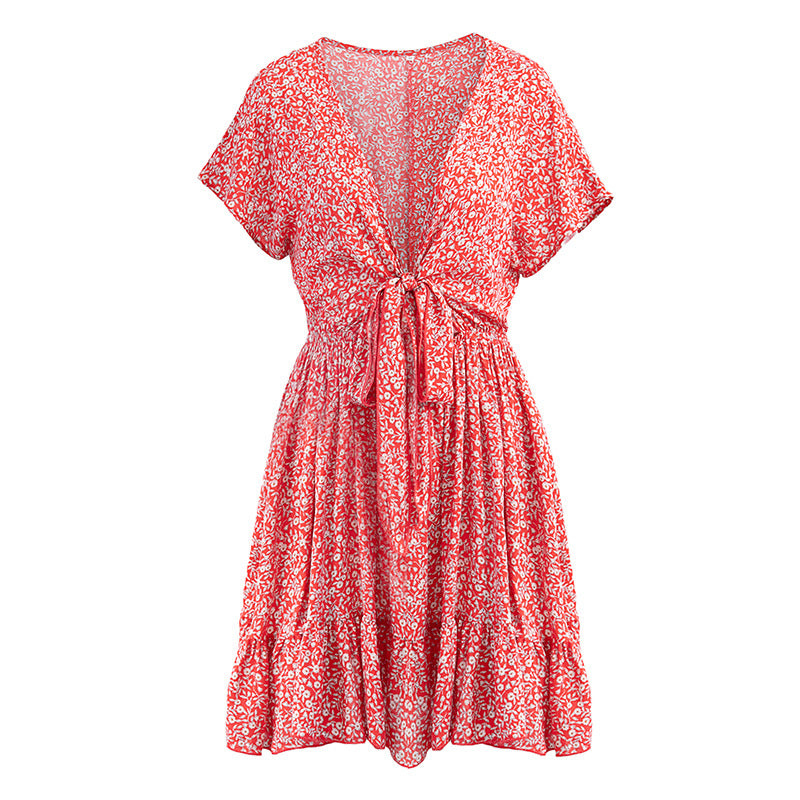 Elegantes Rüschen-Kleid mit Blumenmuster für Frühlingstage