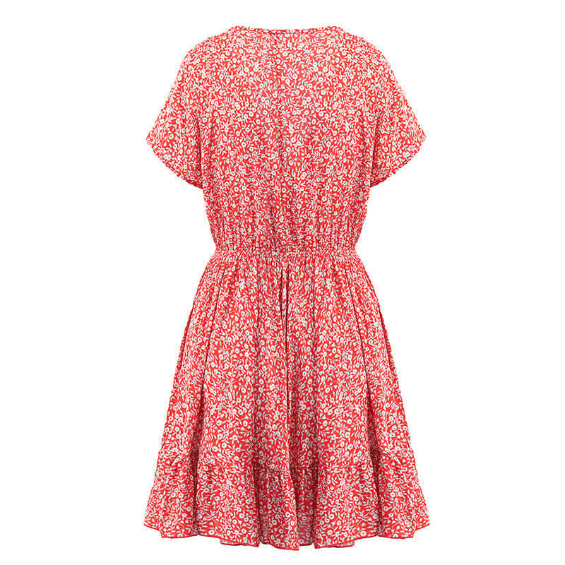 Elegantes Rüschen-Kleid mit Blumenmuster für Frühlingstage