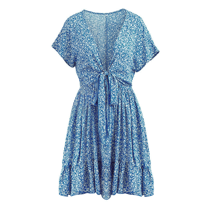 Elegantes Rüschen-Kleid mit Blumenmuster für Frühlingstage