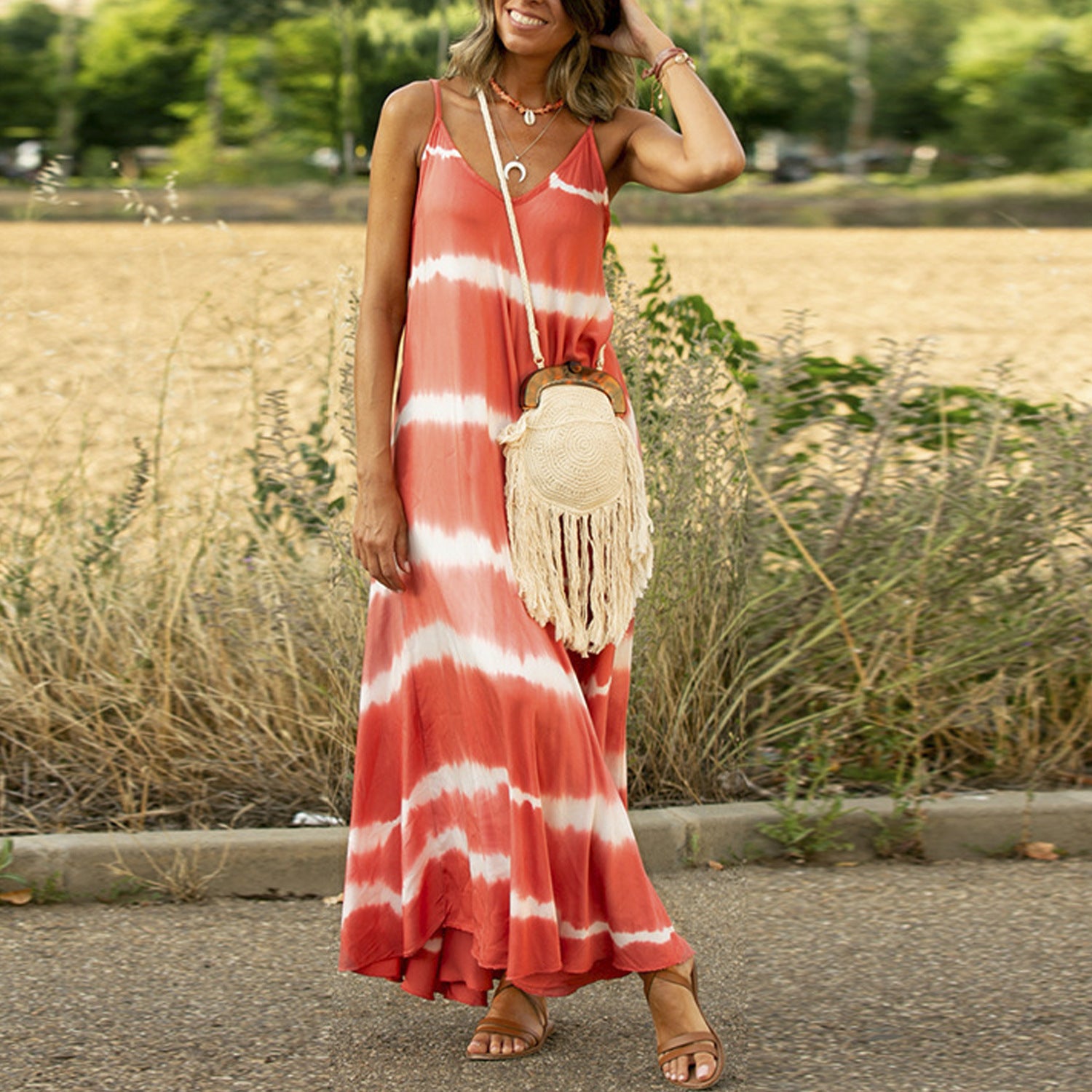 Fließendes Maxi-Sommerkleid für Alltag & Freizeit