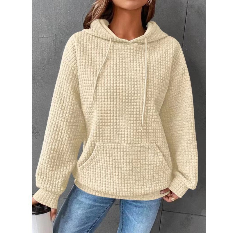 Lässiger Waffle-Hoodie Damen Perfekt für Frühling und Alltag