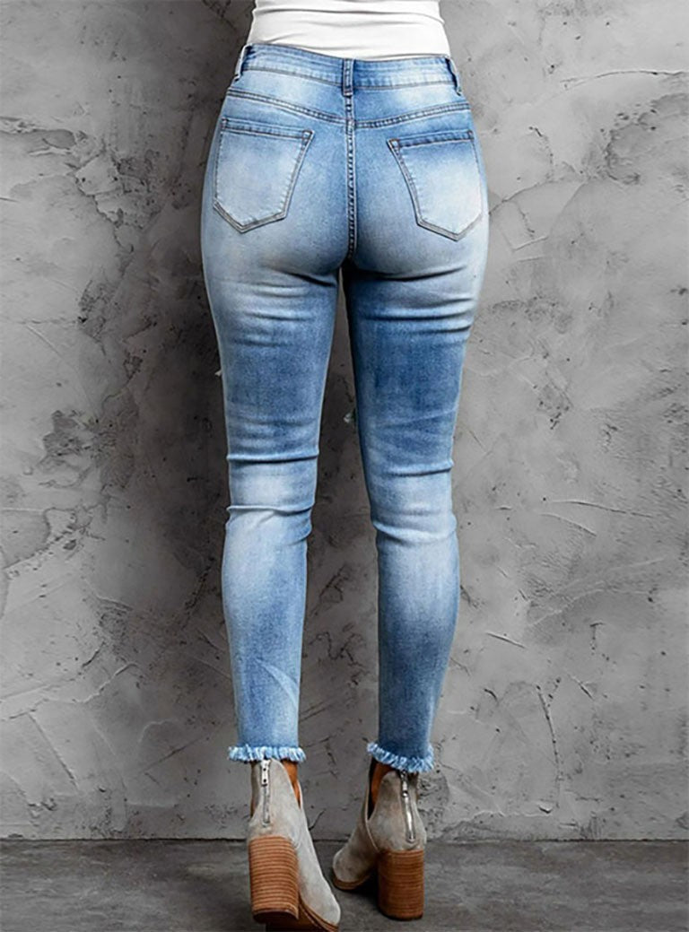 Frühlingshafte Denim-Hose mit Quasten Perfekt für Alltag & Freizeit