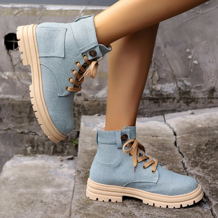 Modische Plateau-Schnürstiefel für Herbst und Winter
