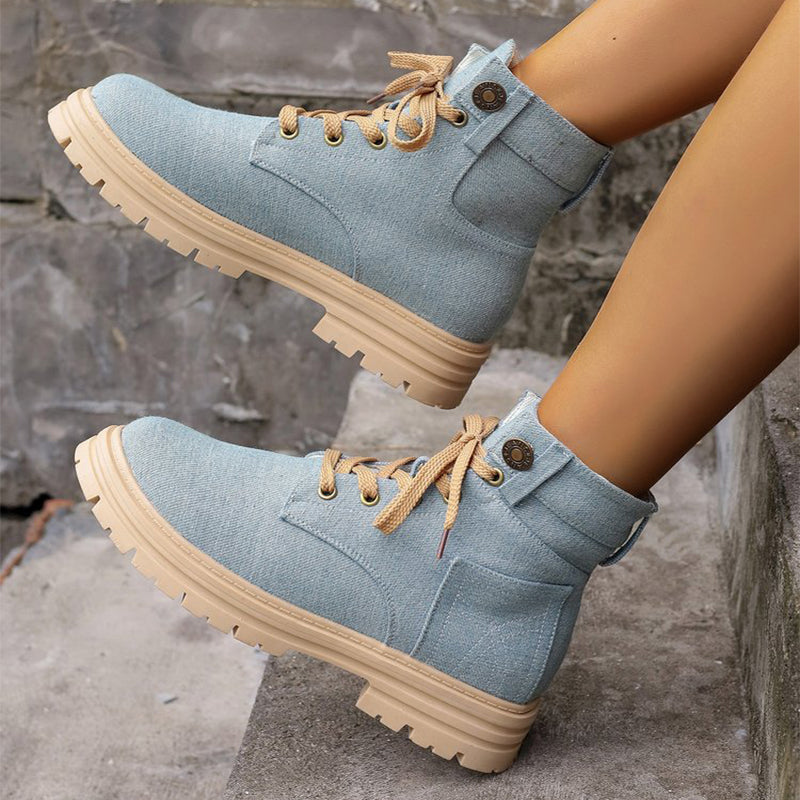 Modische Plateau-Schnürstiefel für Herbst und Winter