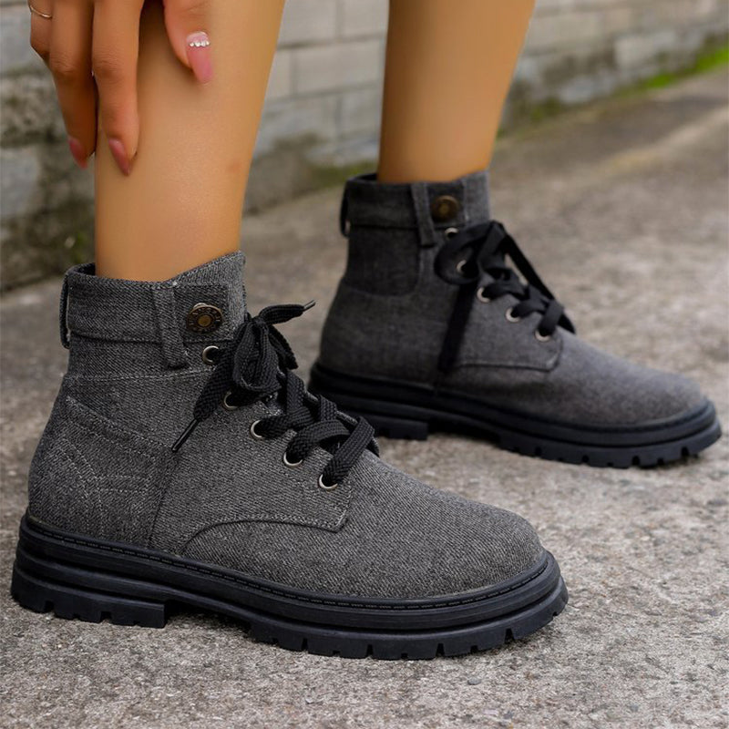 Modische Plateau-Schnürstiefel für Herbst und Winter