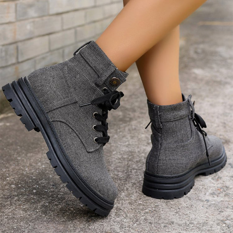 Modische Plateau-Schnürstiefel für Herbst und Winter