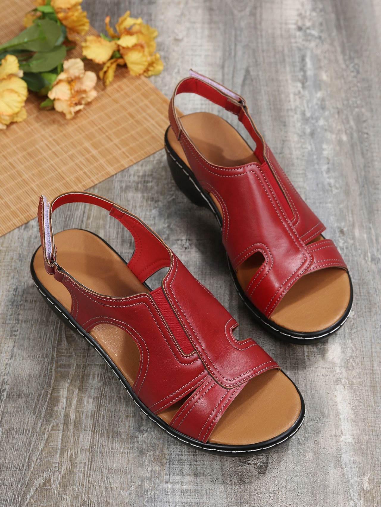 Velcro Sandalen mit Cutout für Alltag und Freizeit