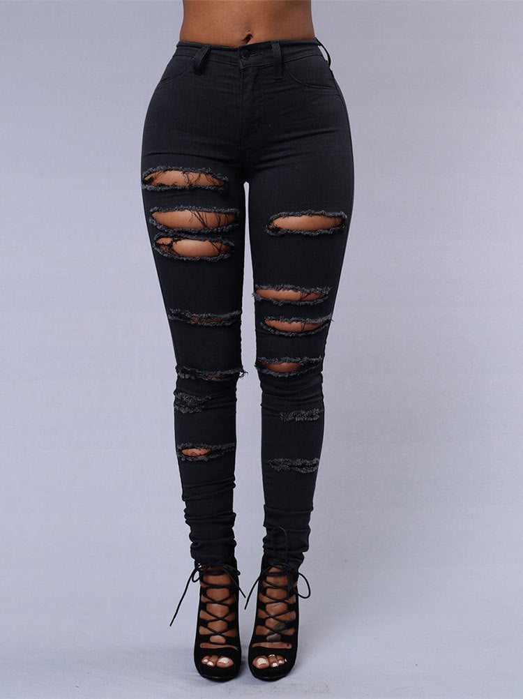 Casual High Waist Ripped Jeans für Frühling & Alltag