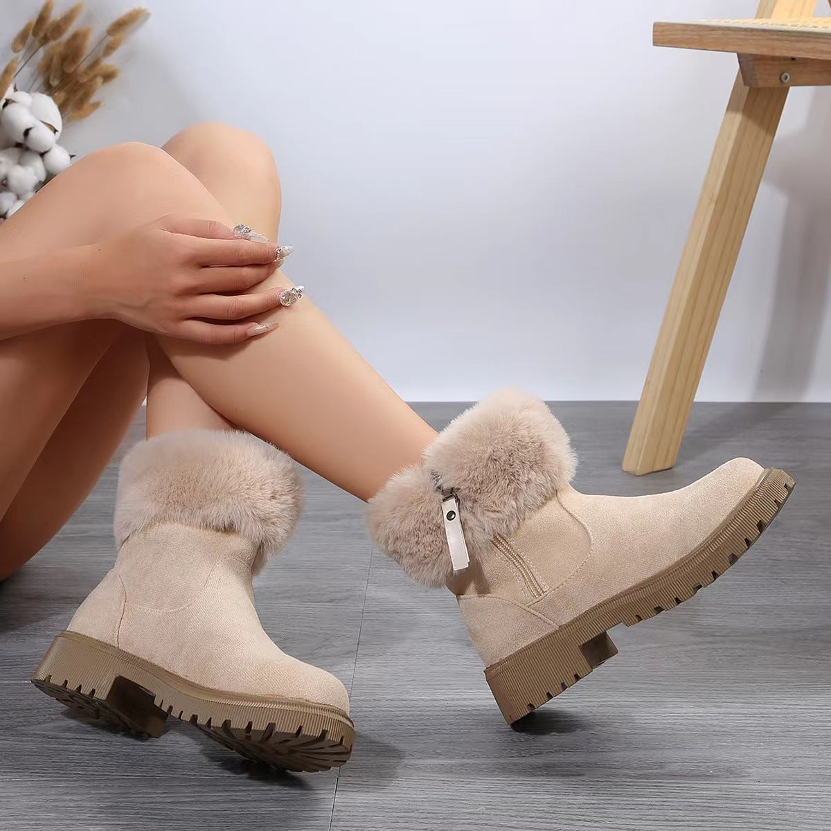 Warme Damen Winterstiefel mit Reißverschluss Outdoor geeignet