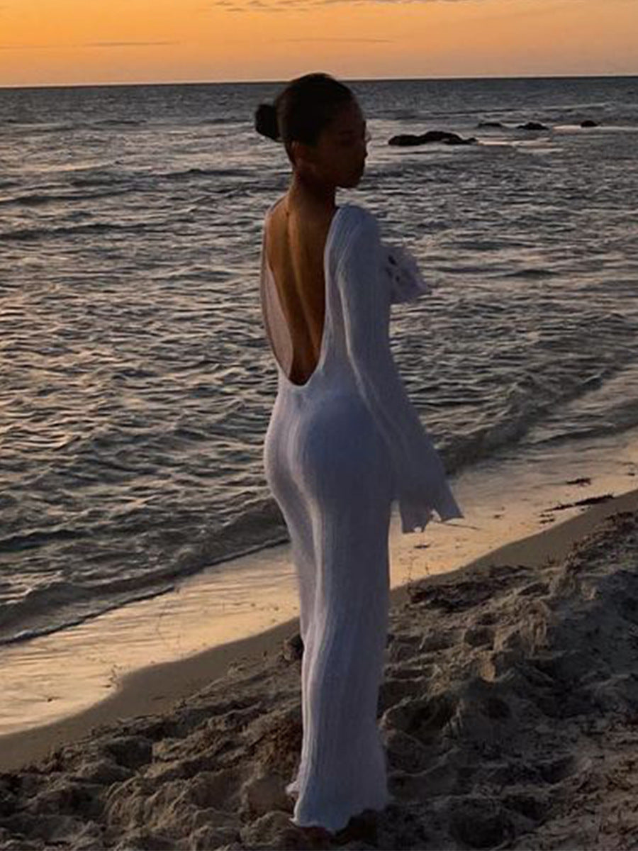 Elegantes Rückenfreies Maxikleid Perfekt für Strand & Party