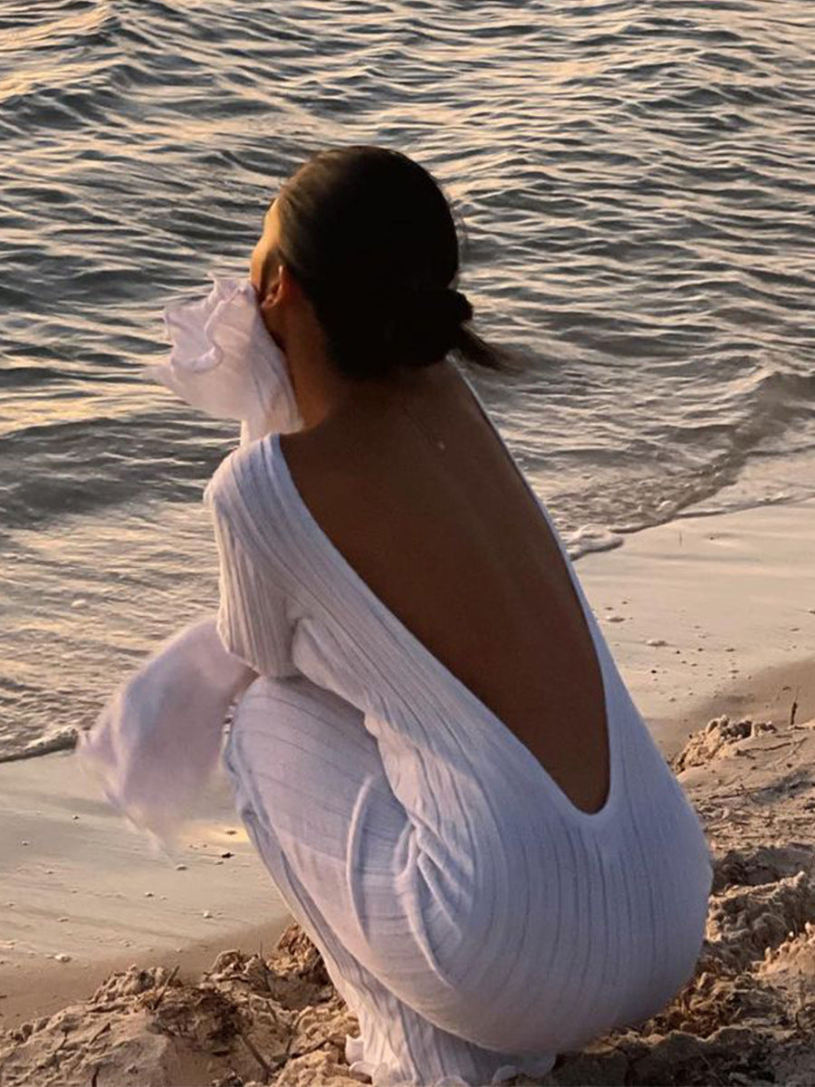 Elegantes Rückenfreies Maxikleid Perfekt für Strand & Party
