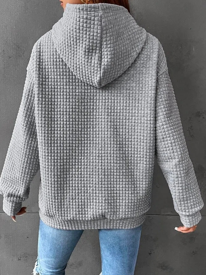 Lässiger Waffle-Hoodie Damen Perfekt für Frühling und Alltag