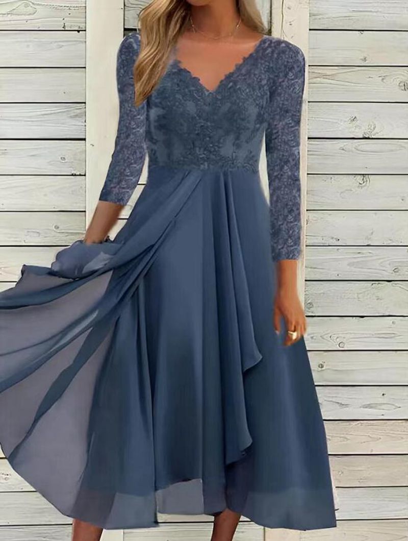 Elegantes Chiffonkleid mit V-Ausschnitt für Alltag und Feste