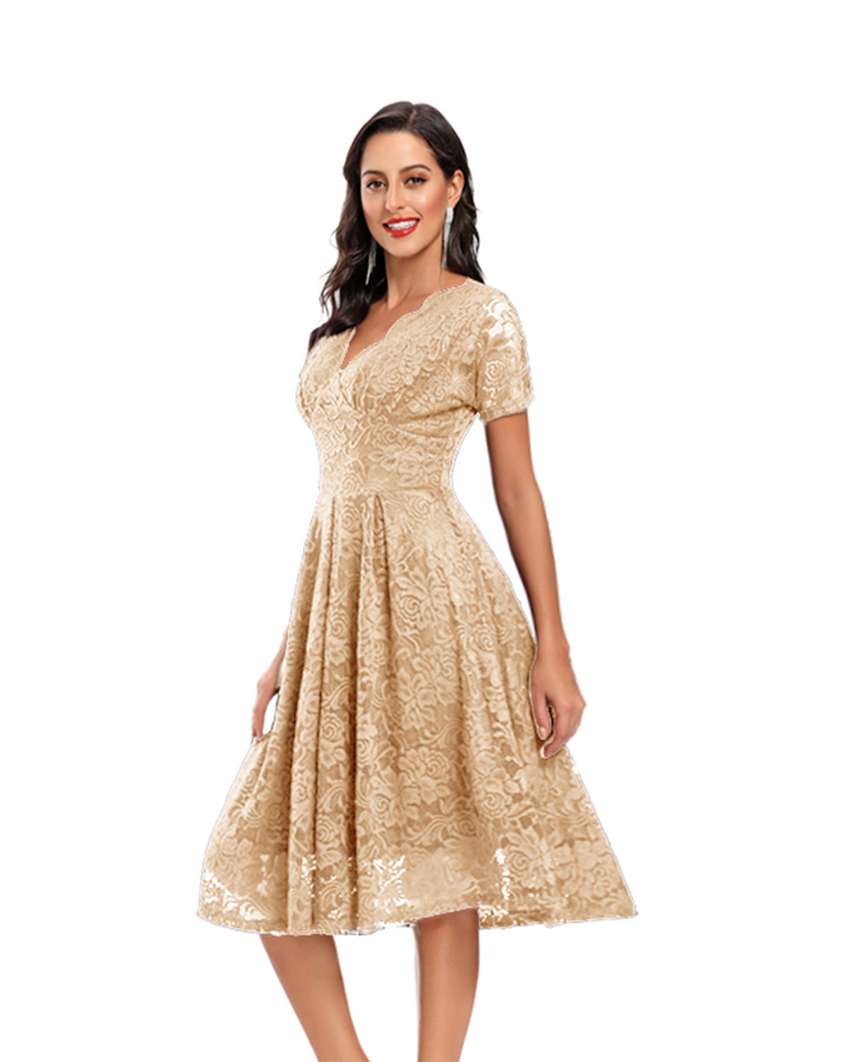 Elegantes Midikleid mit Spitze Perfekt für Feste & Alltag