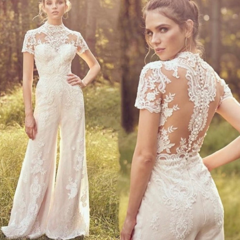 Eleganter Braut-Jumpsuit Kurzarm Perfekt für Ihre Hochzeit