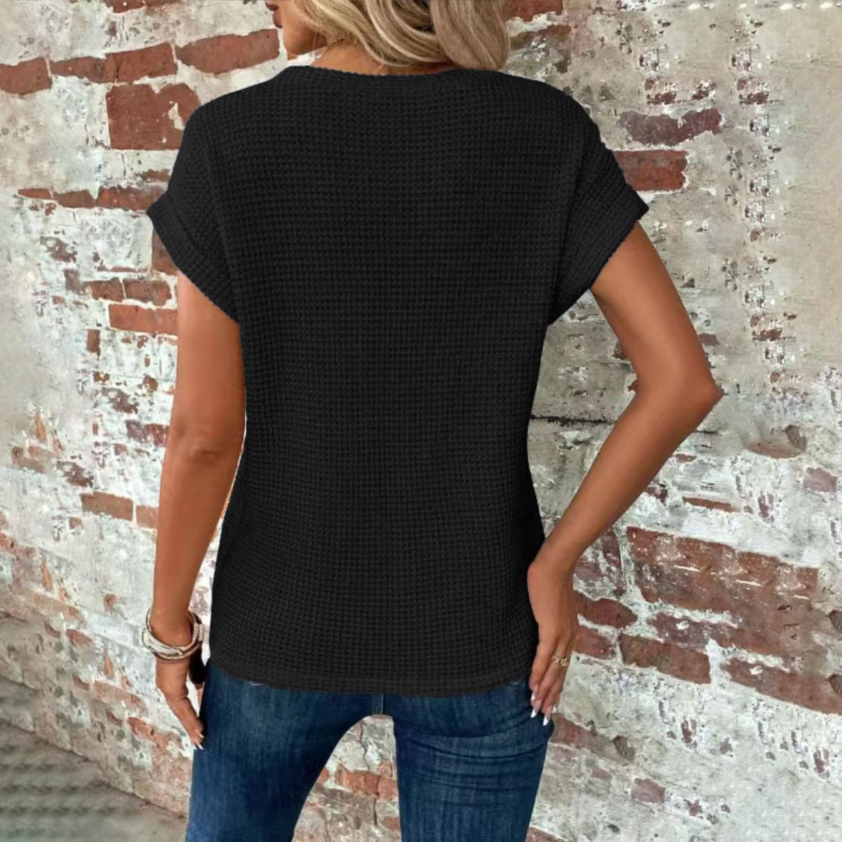 Lässiges Waffel-T-Shirt für den stilvollen Alltag