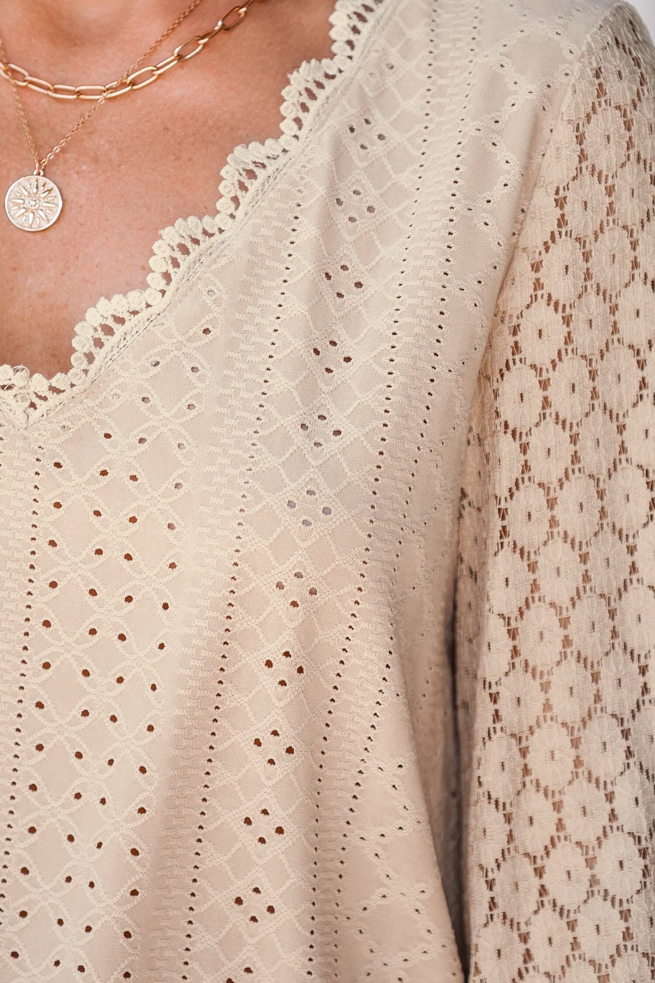 V-Ausschnitt Bluse mit Spitzen für Alltag und Frühling