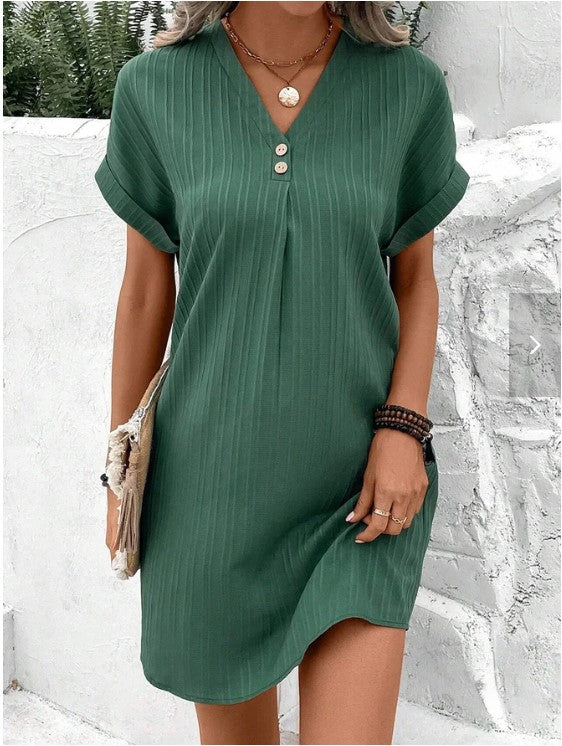 Elegantes Sommerkleid V-Ausschnitt Freizeit für Alltag