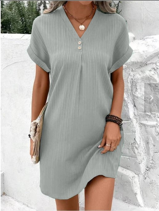 Elegantes Sommerkleid V-Ausschnitt Freizeit für Alltag