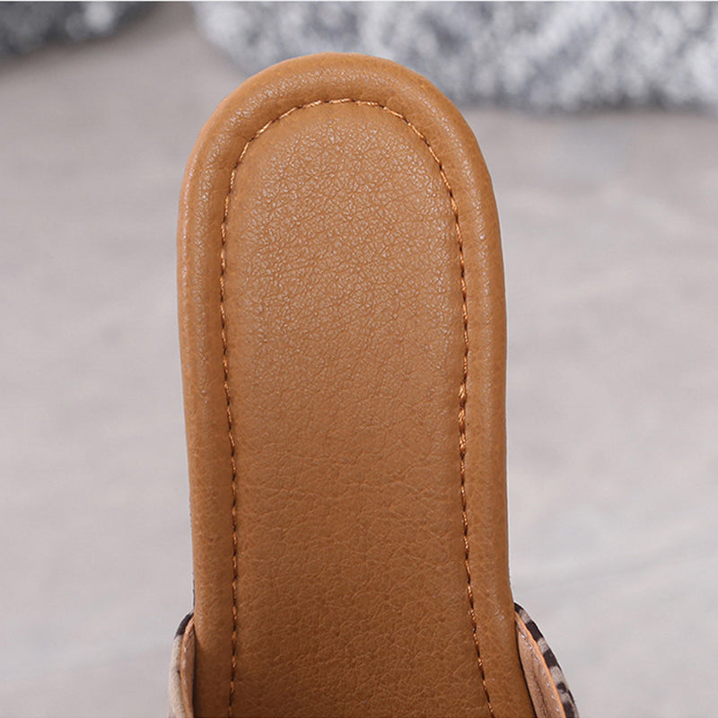 Leoparden Print Wedge Slippers Sommer Chic Damen