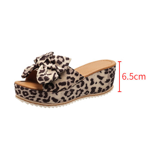 Leoparden Print Wedge Slippers Sommer Chic Damen