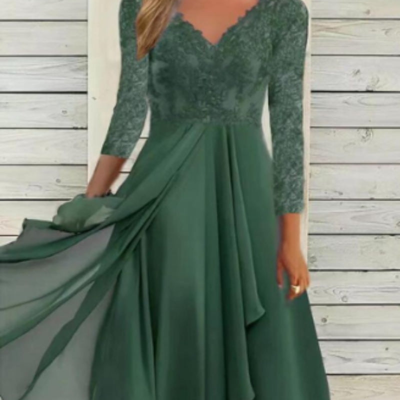 Elegantes Chiffonkleid mit V-Ausschnitt für Alltag und Feste