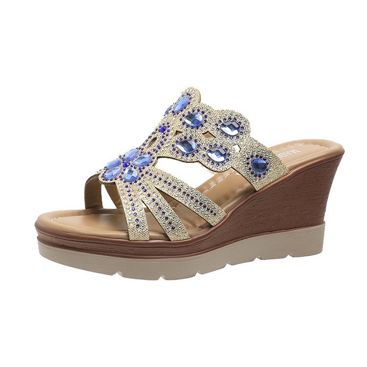 Boho Pailletten Keilsandaletten Perfekt für Frühjahr & Sommer