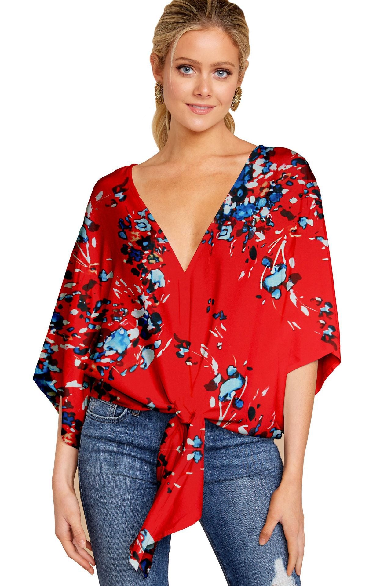 Elegantes V-Ausschnitt-Top für Frühling und Sommer