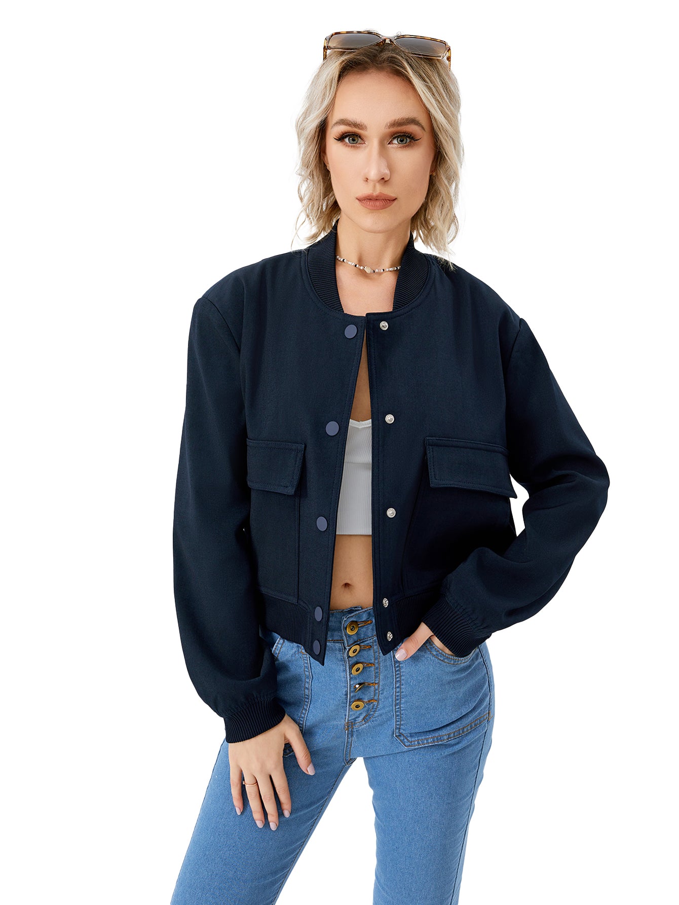 Leichte Cropped Bomberjacke für Frühlings-Styles