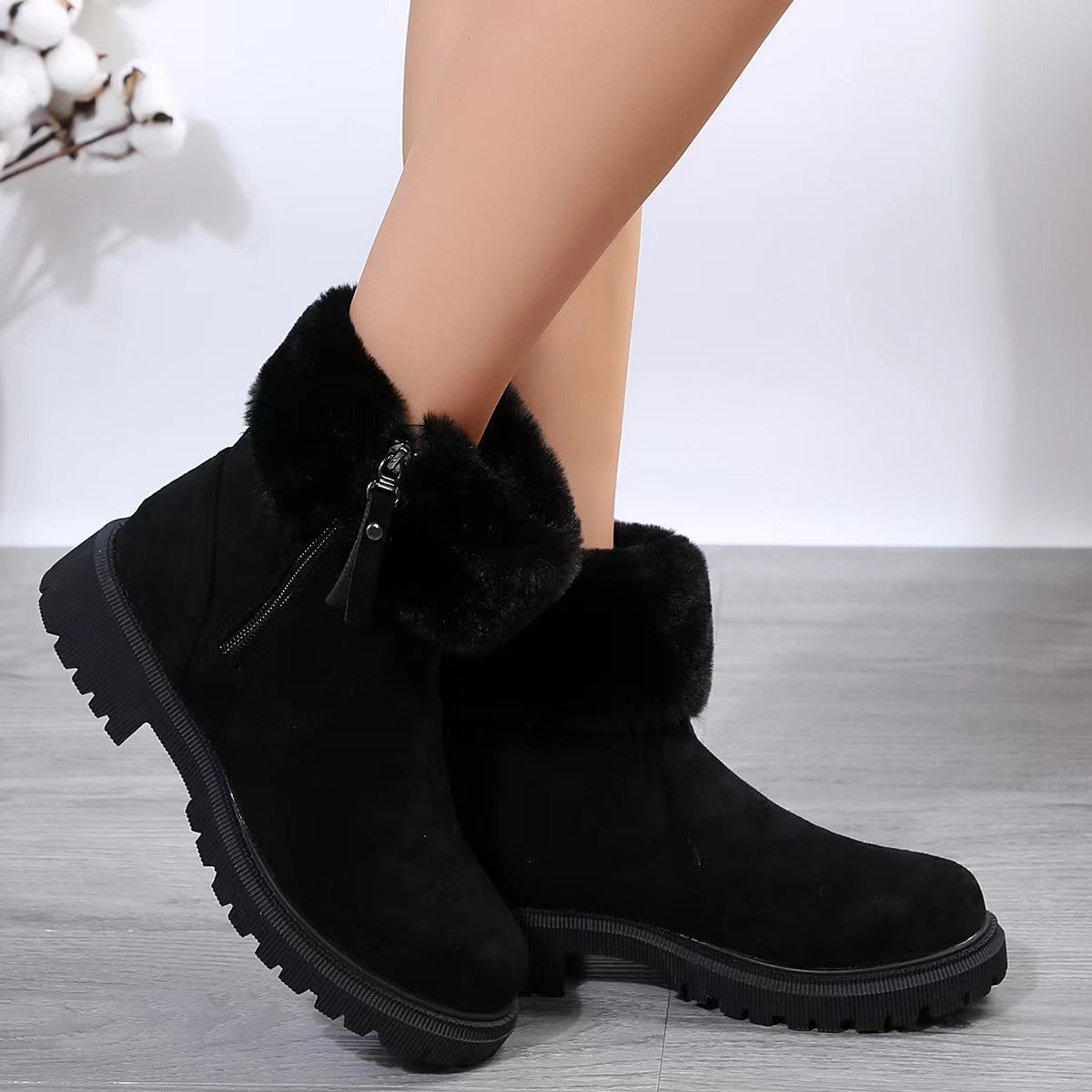 Warme Damen Winterstiefel mit Reißverschluss Outdoor geeignet