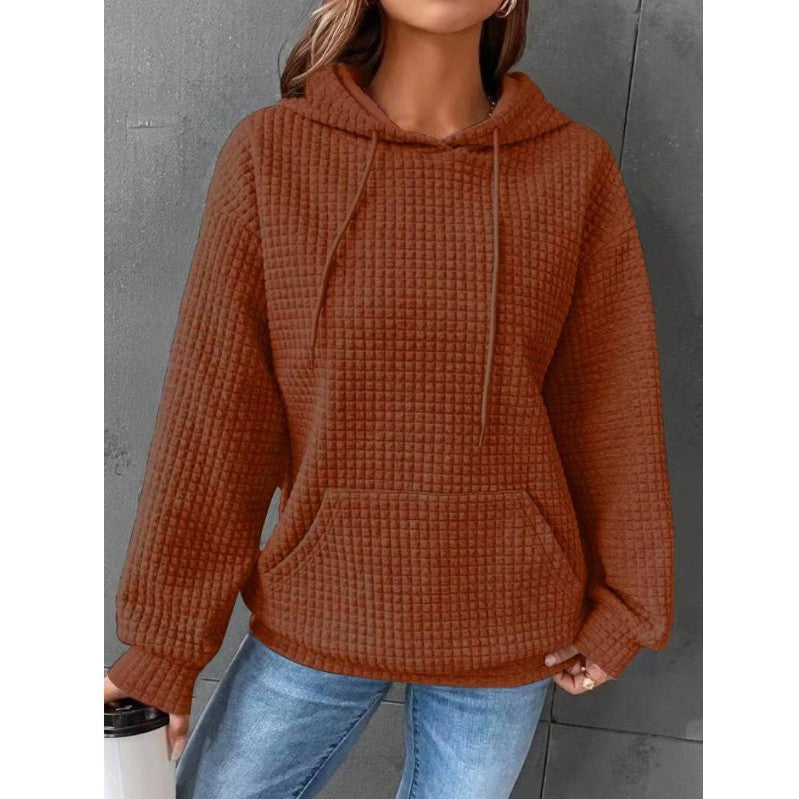 Lässiger Waffle-Hoodie Damen Perfekt für Frühling und Alltag