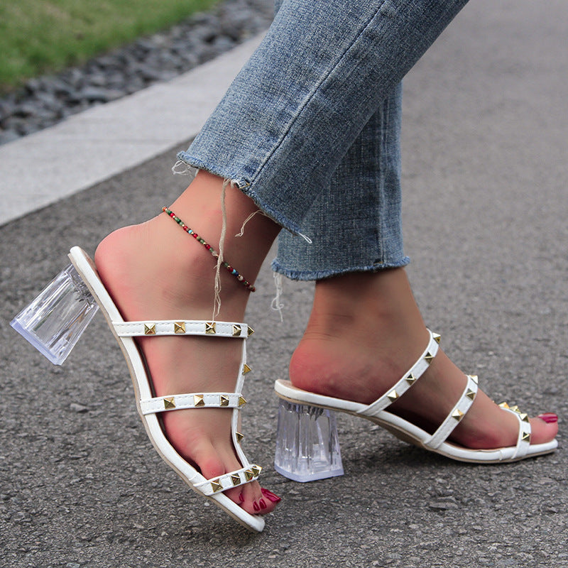 Transparente Nieten-Sandalen für Alltag & Events