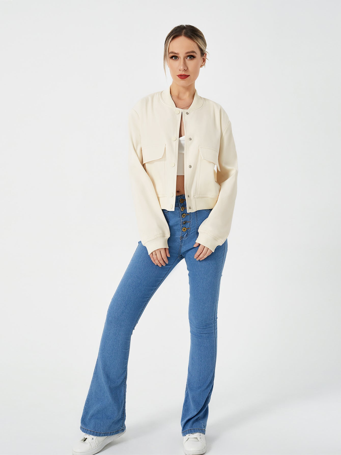 Leichte Cropped Bomberjacke für Frühlings-Styles