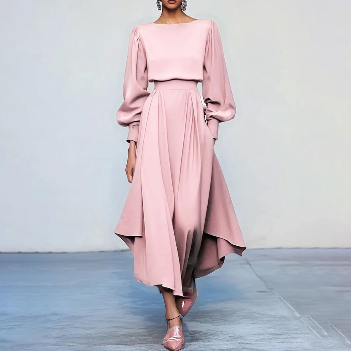 Sweet Pink Long Sleeve Maxi Dress - Frühlingserfrischung mit Stil und Komfort