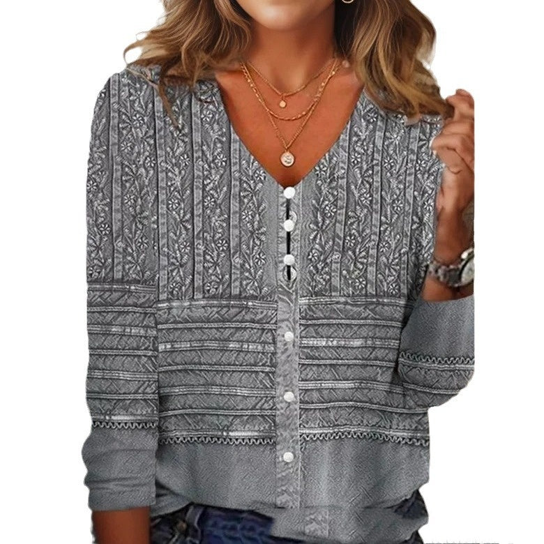 Elegantes Frühlingsdesign V-Ausschnitt Top für Alltag