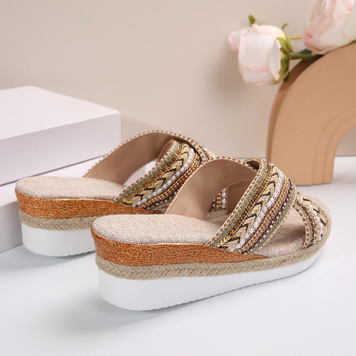 Ethno Wedge Sandalen Stilvolle Sommerschuhe für Frauen