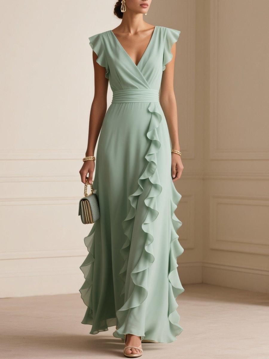 Breezy Plain Sleeveless Maxi Dress – Elegantes & Vielseitiges Frühlingskleid