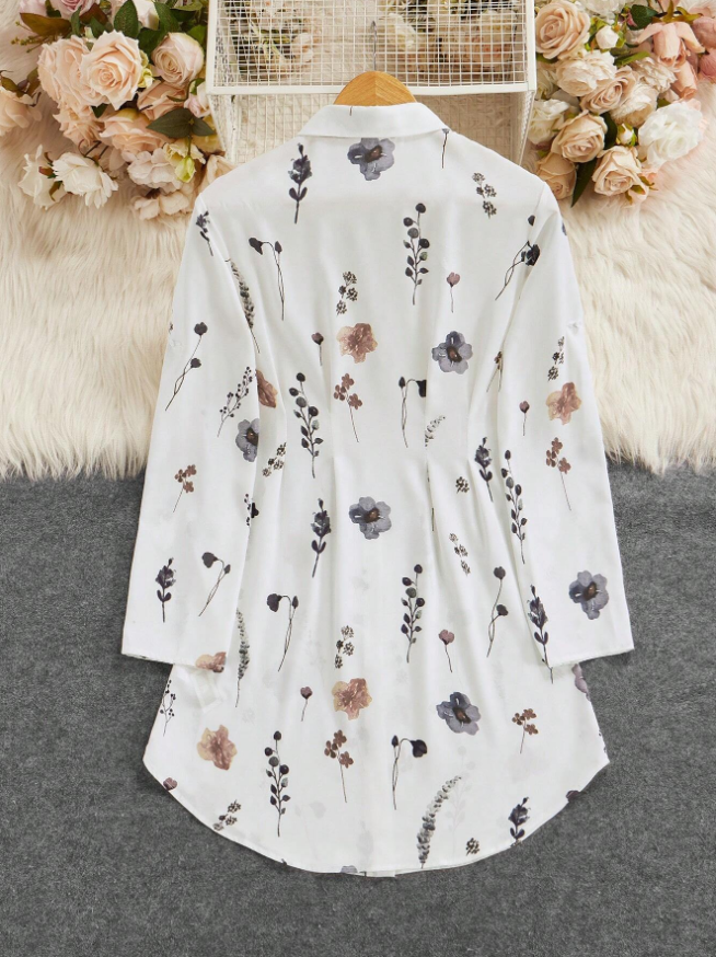 Elegantes Florales Shirtkleid Perfekt für Büro und Freizeit