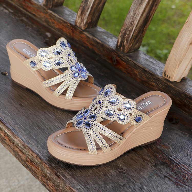 Boho Pailletten Keilsandaletten Perfekt für Frühjahr & Sommer